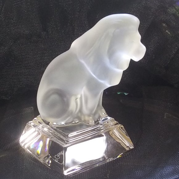 Goebel Lion Frosted Lead Crystal Figurine Paperweight very polished bottom - Picture 14 of 16